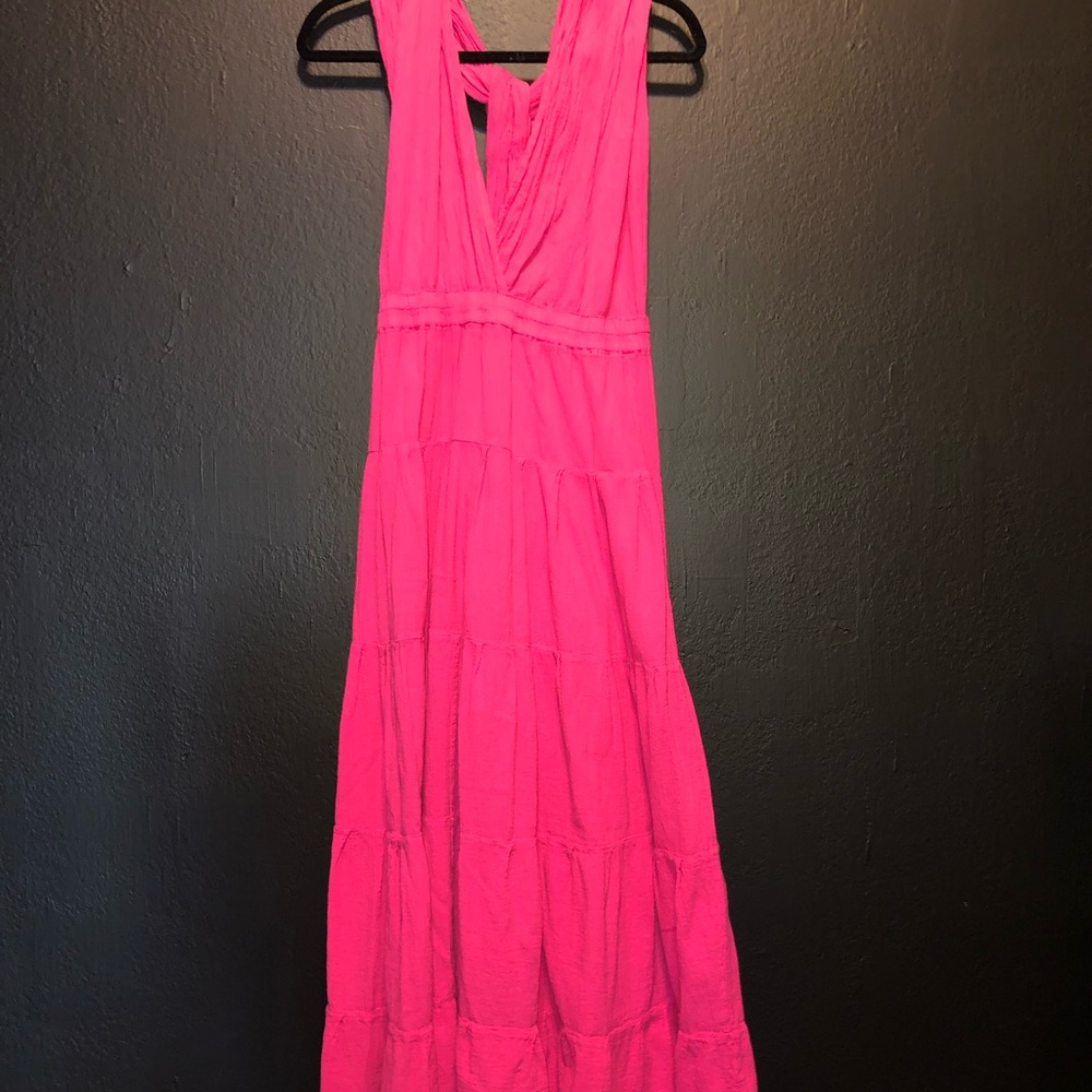 Vintage hot pink Spanish style dress.